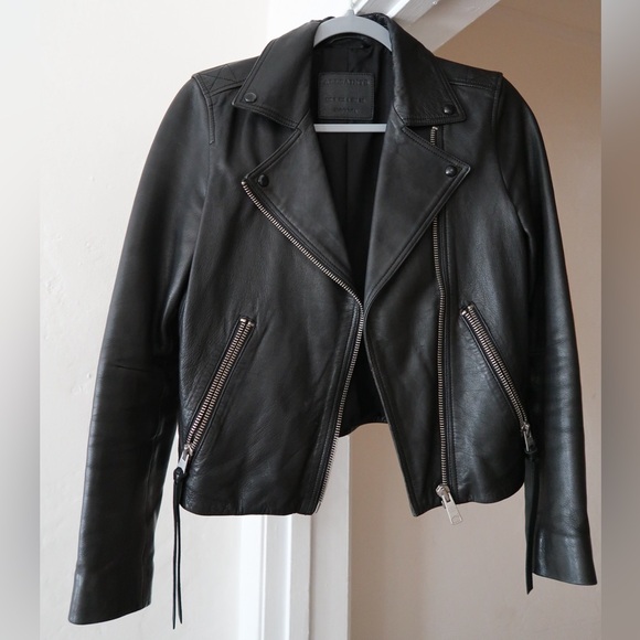 All Saints Dalby Leather Biker Jacket - Picture 2 of 9